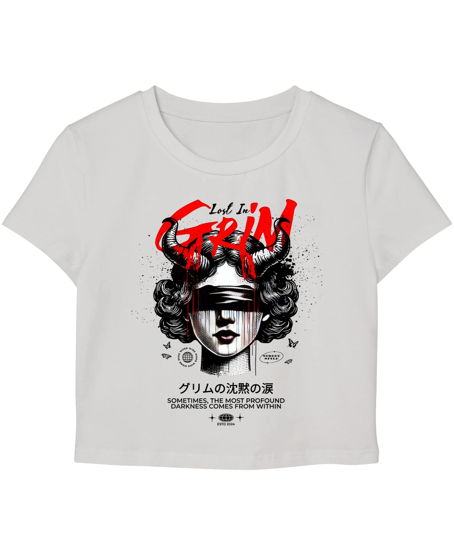 White Baby Tee Front Design