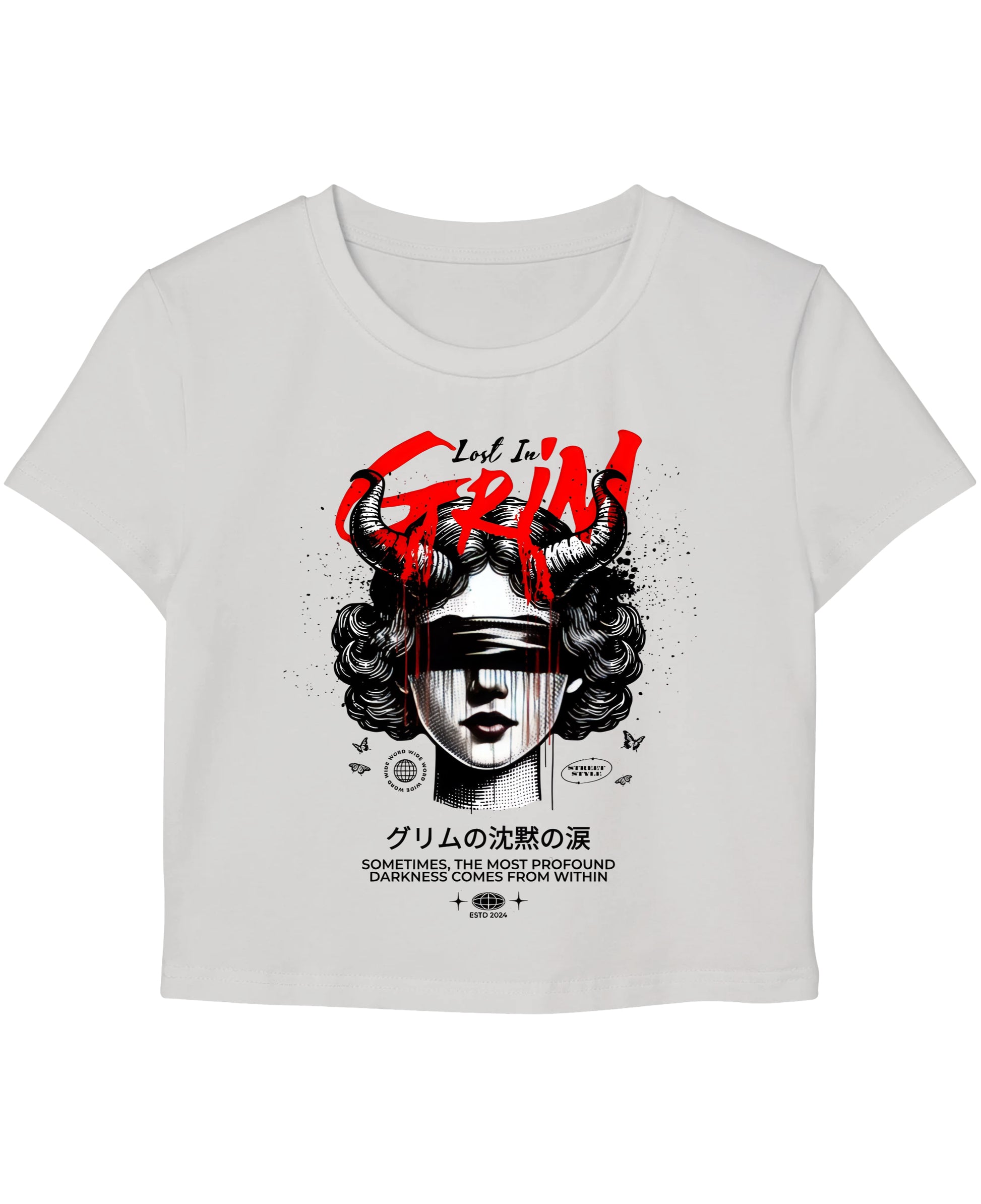 White Baby Tee Front Design
